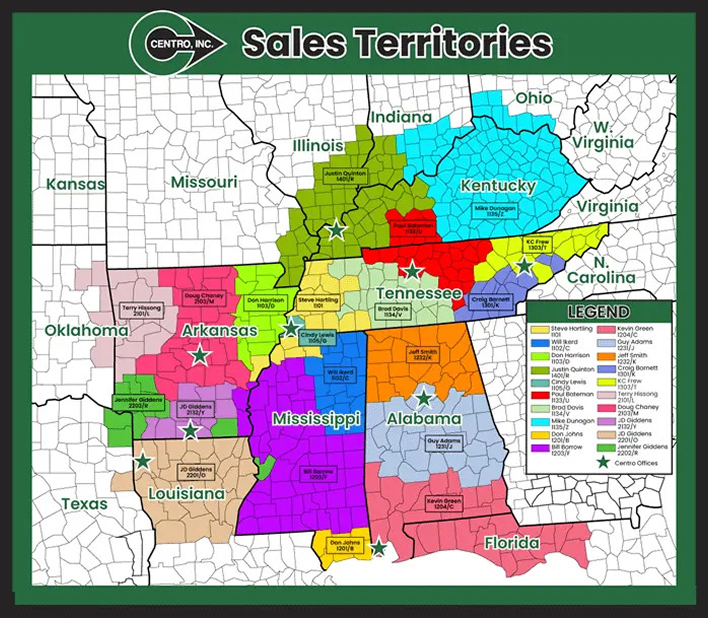 Sales territories map
